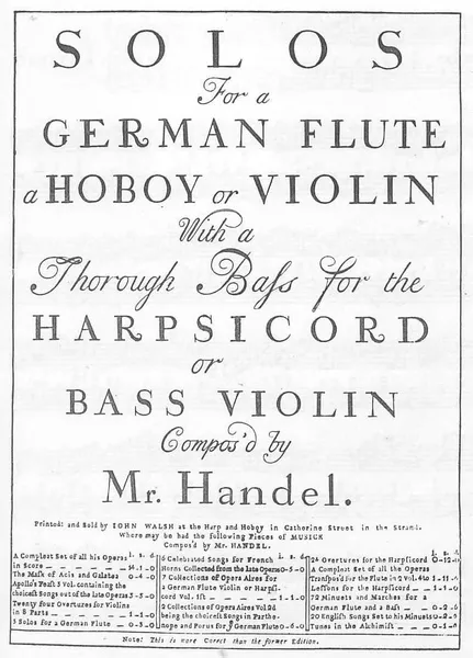 Handel solo sonatas (Walsh)