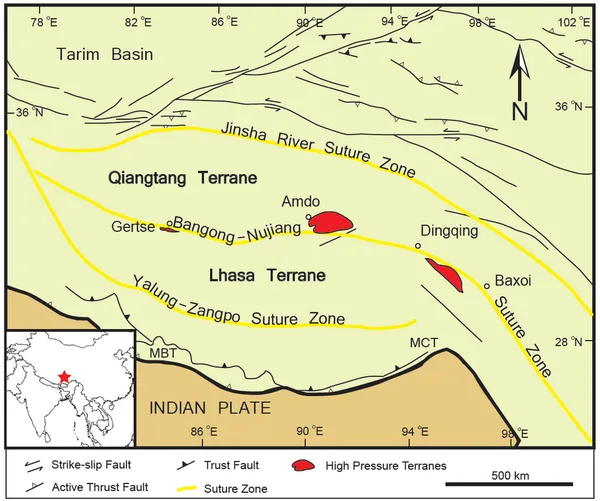 High pressure metamorphic terranes along the Bangong-Nujiang Suture Zone