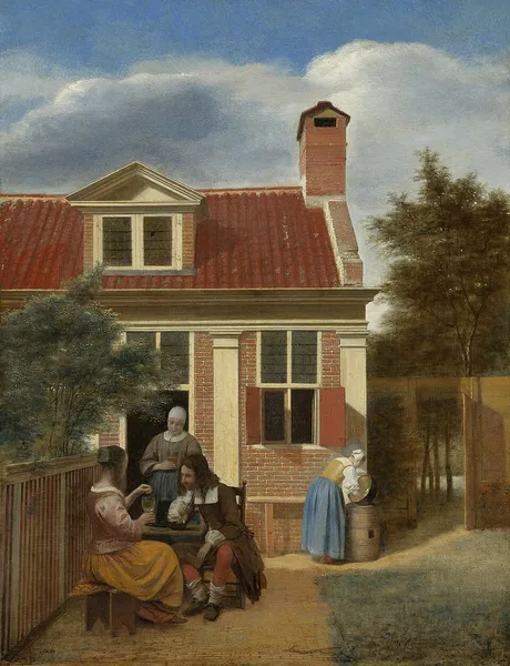 Company in a Courtyard Behind a House