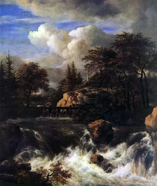 A Waterfall in a Rocky Landscape